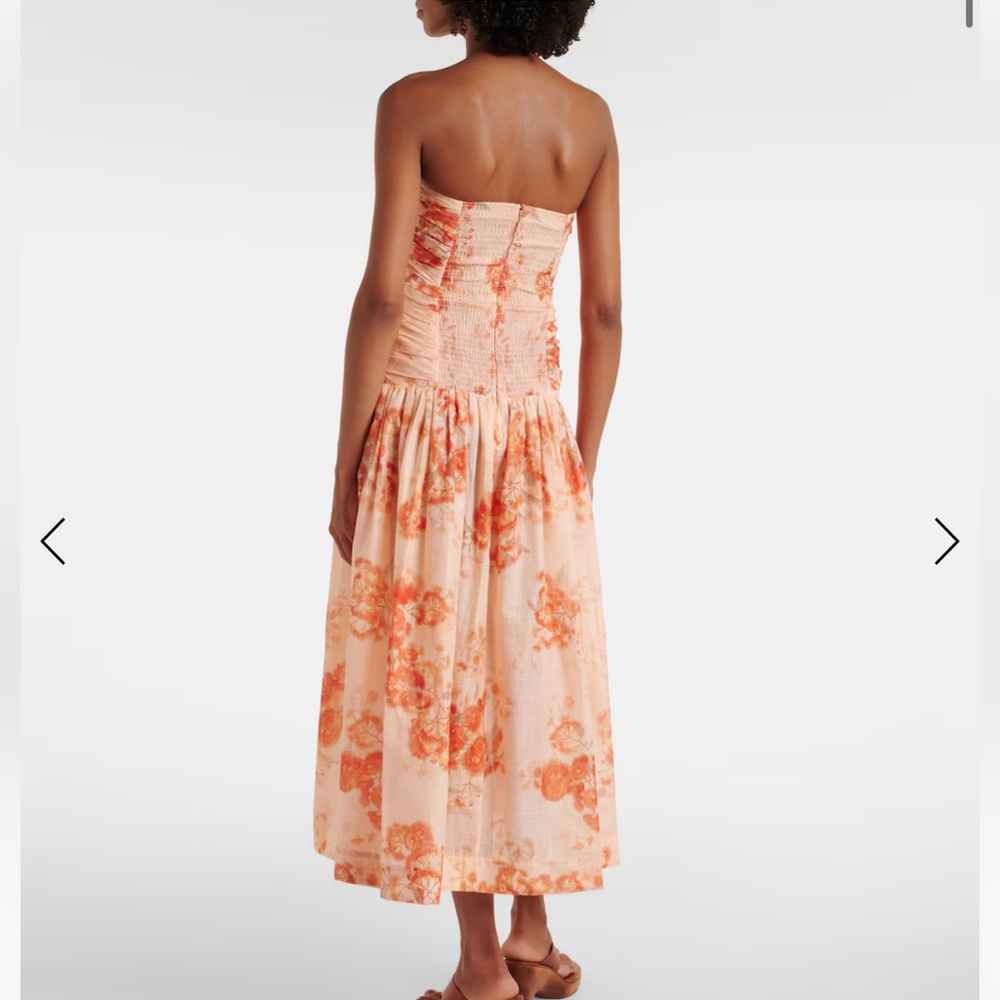 ZIMMERMANN CASCADIAN FLORAL STRAPLESS MIDI DRESS, SIZE 0 - Picture 3 of 6